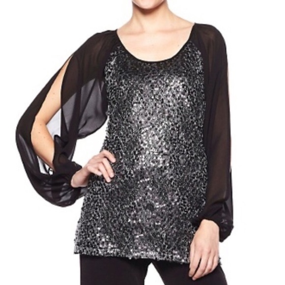 ❌ SOLD Badgley Mischka Black Tunic - Picture 2 of 8